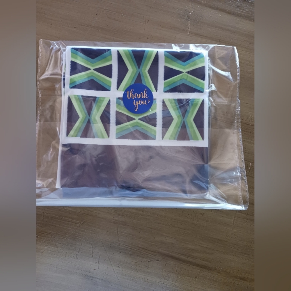 Vintage Ladies Scarf Lovely Blue White Green Geometric Design Classy Feminine - Picture 7 of 7